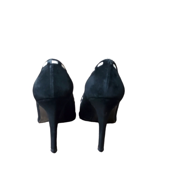 Stuart Weitzman Black And White Suede Carrer Pumps With Bow Detail 7.5 M - Picture 5 of 5